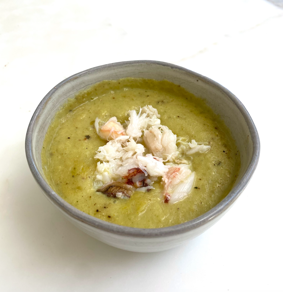 Green Coconut Curry Soup with Fresh Crab Meat